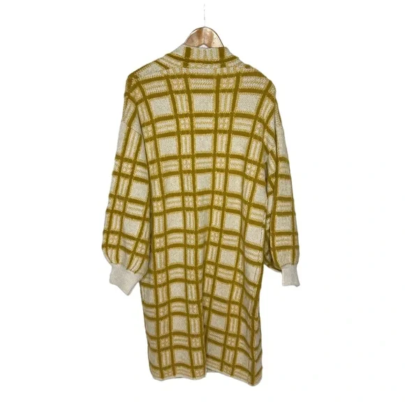 Final Price NWT Anthropologie Windowpane Knit  Open Cardigan Coatigan one size - Picture 5 of 13